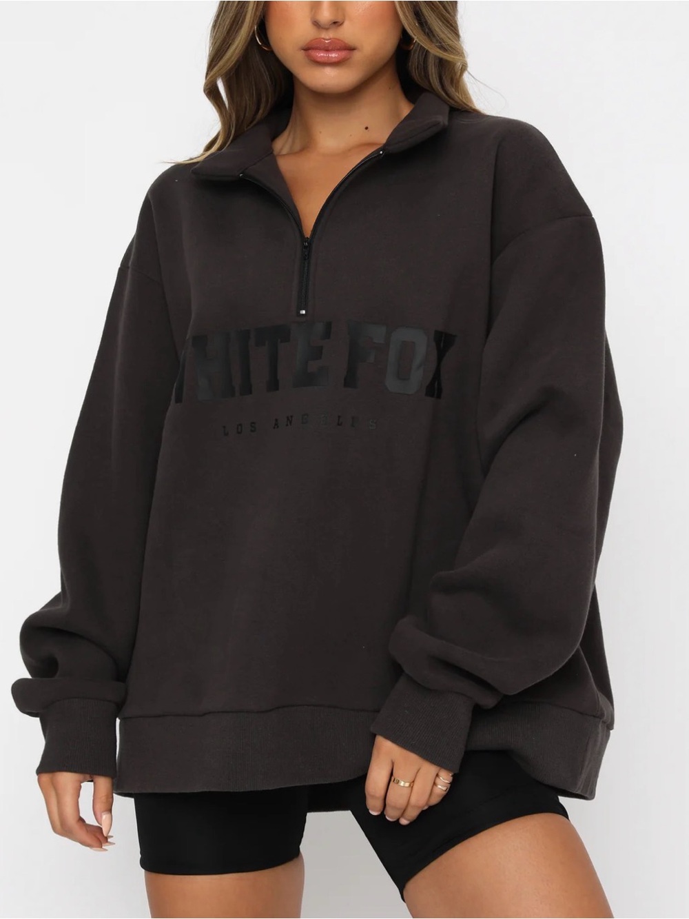 White Fox High Standard Zip Front Sweater Women’s Medium Large Shadow Gray NWT